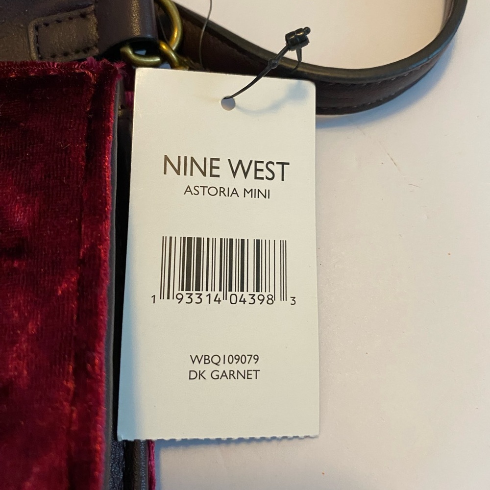 Nine West Rich Red/Burgundy Velvet Crossbody Bag NWT - Picture 8 of 12